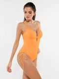 Popilush® Mesh Inset Tie-Side Sculpting One-Piece Swimsuit