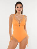 Popilush® Mesh Inset Tie-Side Sculpting One-Piece Swimsuit
