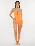 Popilush® Mesh Inset Tie-Side Sculpting One-Piece Swimsuit