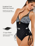 Popilush® Mesh Inset Tie-Side Sculpting One-Piece Swimsuit