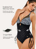 Sculpting Curve Mesh Skirt One-Piece Swimsuit