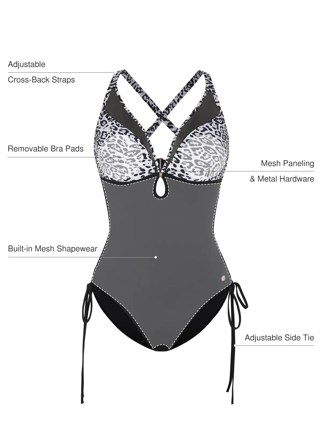 Popilush® Mesh Inset Tie-Side Sculpting One-Piece Swimsuit