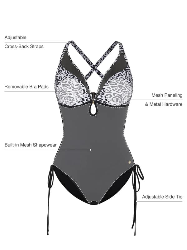 Sculpting Curve Mesh Skirt One-Piece Swimsuit