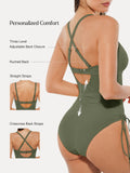 Popilush® Mesh Inset Tie-Side Sculpting One-Piece Swimsuit