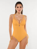 Popilush® Mesh Inset Tie-Side Sculpting One-Piece Swimsuit