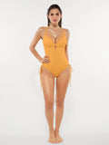 Popilush® Mesh Inset Tie-Side Sculpting One-Piece Swimsuit