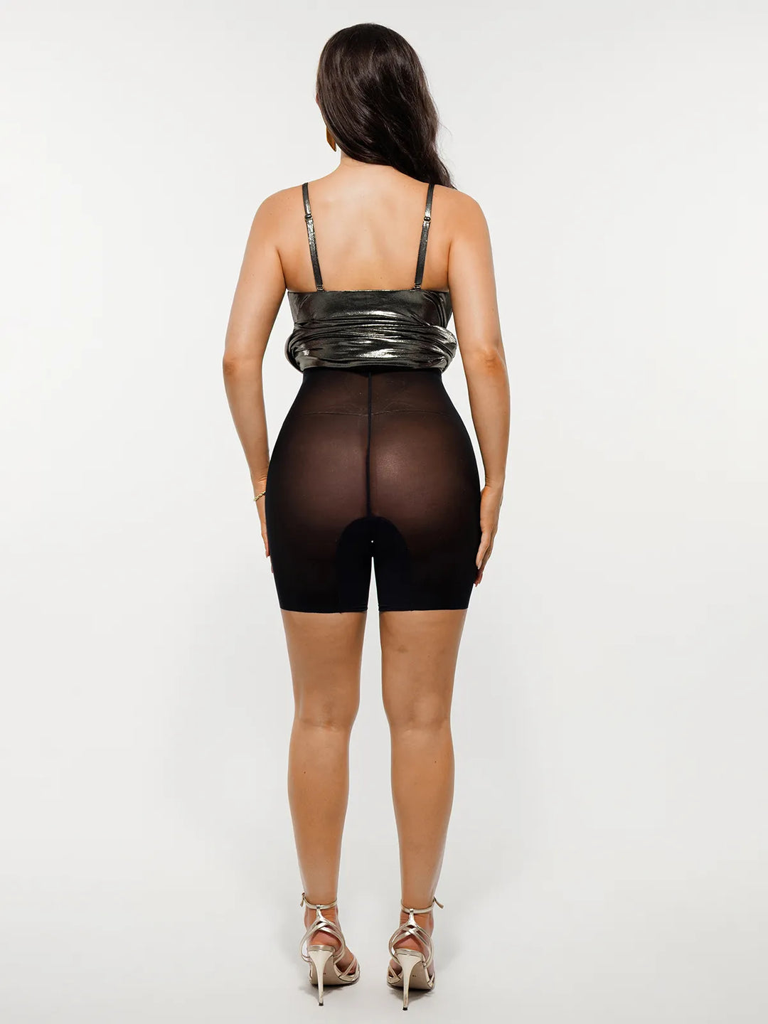 Popilush® Metallic Cowl Neck Side Ruched Sculpting Midi Dress