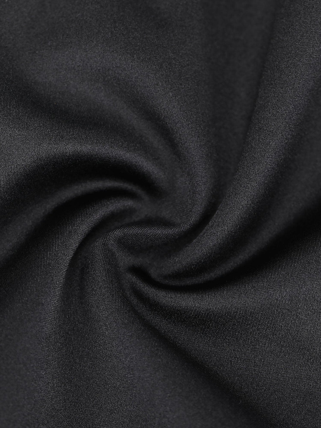 Close-up texture of Popilush® dress material, featuring black satin fabric.