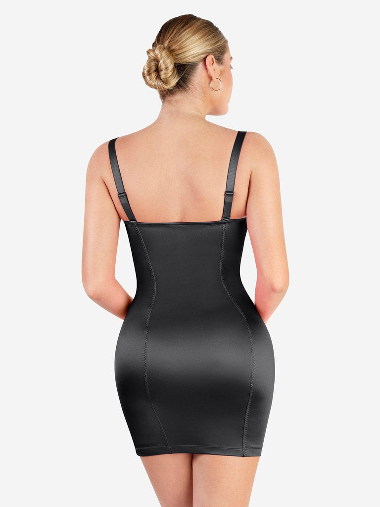Popilush® Bodycon Summer Dress Tummy Control Built-In Shapewear Metallic Shiny Bustier Mini Dress