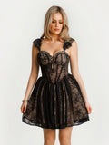 Popilush® Off-The-Shoulder Sculpting Corset Fit & Flare Mini Dress