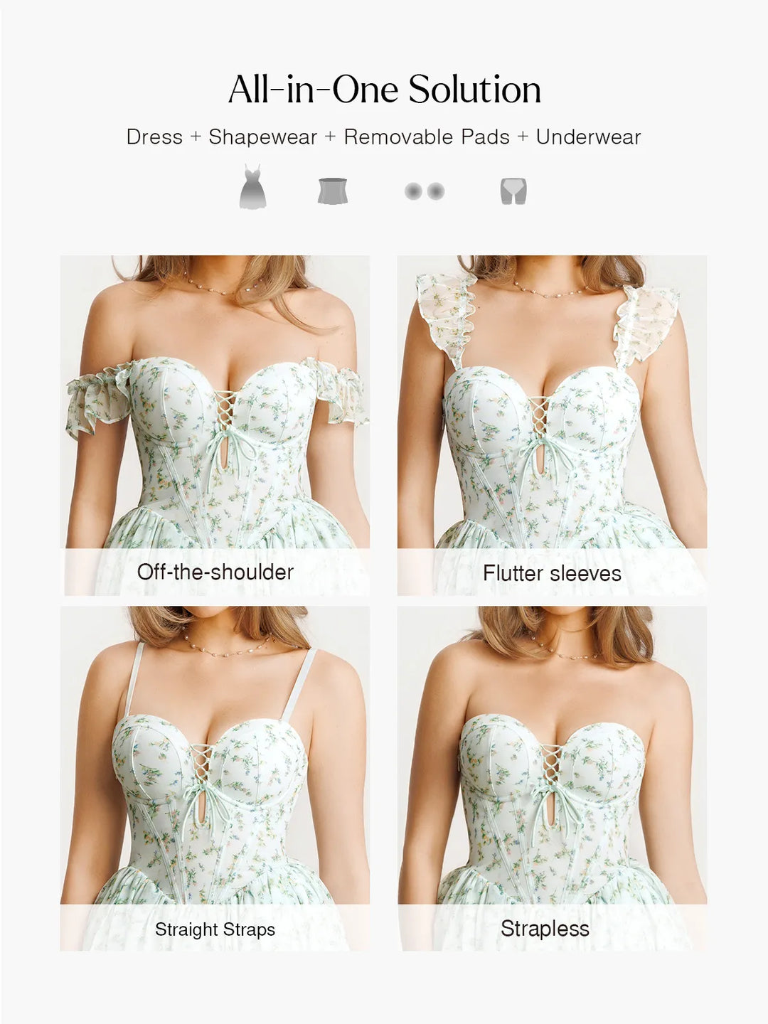 Popilush® Off-The-Shoulder Sculpting Corset Fit & Flare Mini Dress