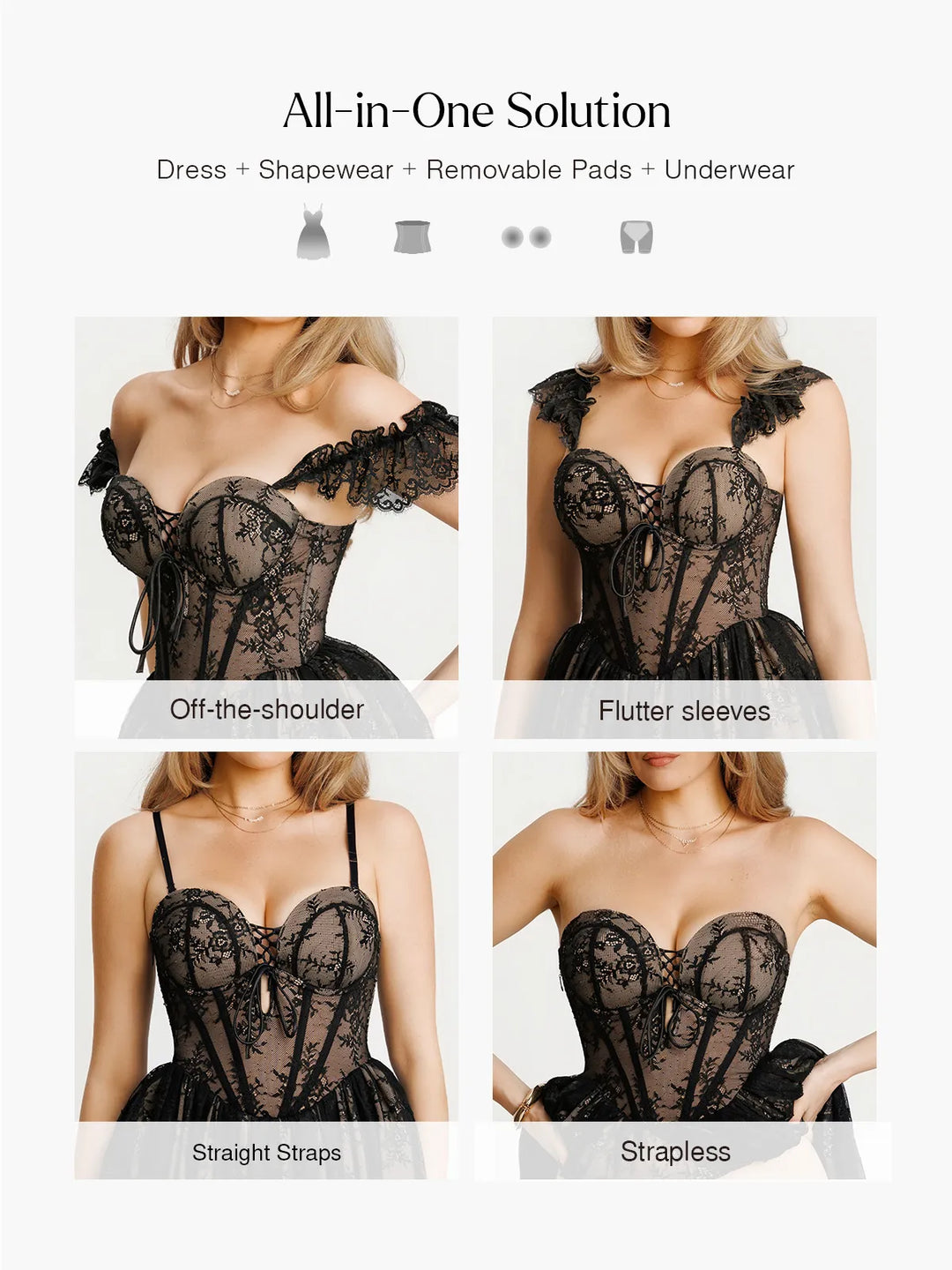 Popilush® Off-The-Shoulder Sculpting Corset Fit & Flare Mini Dress