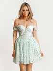 Popilush® Black Lace / XS Off-The-Shoulder Sculpting Corset Fit & Flare Mini Dress