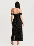 Popilush® Off-The-Shoulder Sculpting Floral Print Maxi Dress