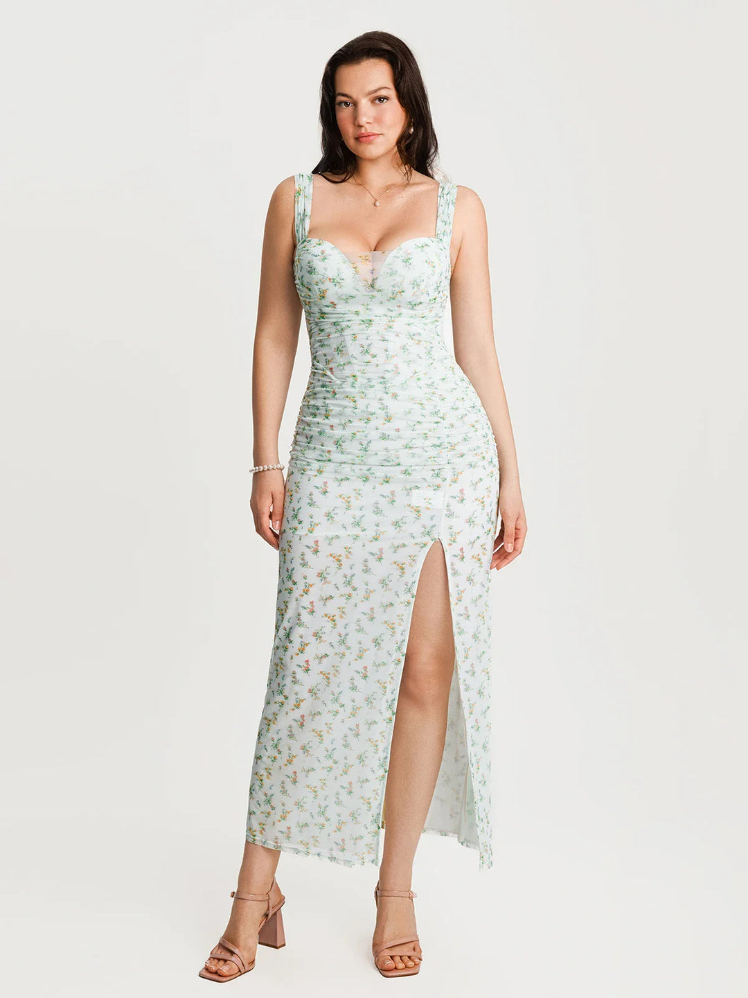 Popilush® Off-The-Shoulder Sculpting Floral Print Maxi Dress