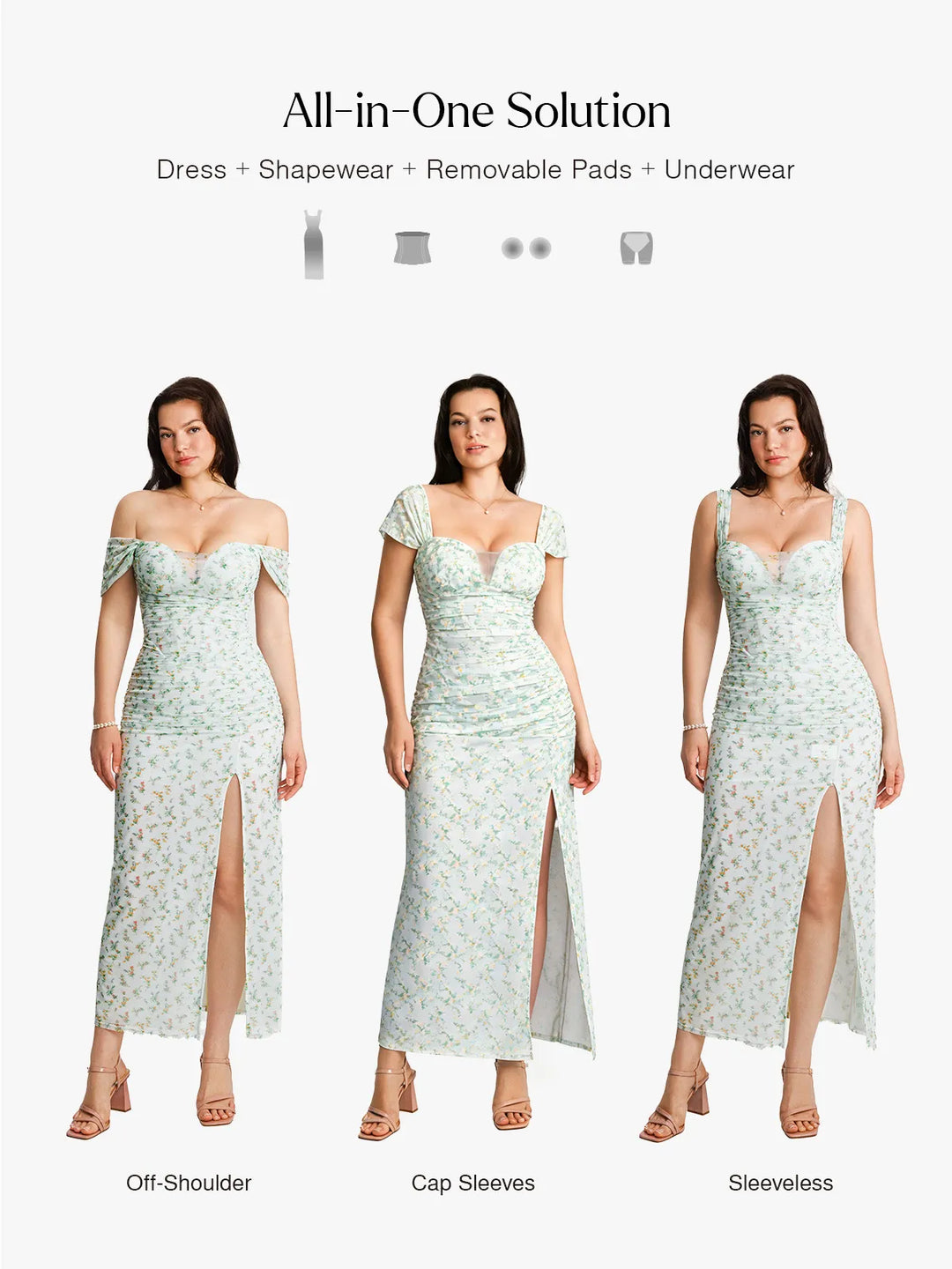 Popilush® Off-The-Shoulder Sculpting Floral Print Maxi Dress