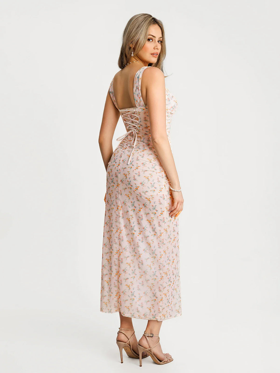 Popilush® Off-The-Shoulder Sculpting Floral Print Maxi Dress