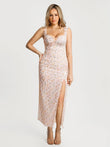 Popilush® Pink Floral / XS Off-The-Shoulder Sculpting Floral Print Maxi Dress