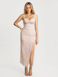 Popilush® Pink Floral / XS Off-The-Shoulder Sculpting Floral Print Maxi Dress