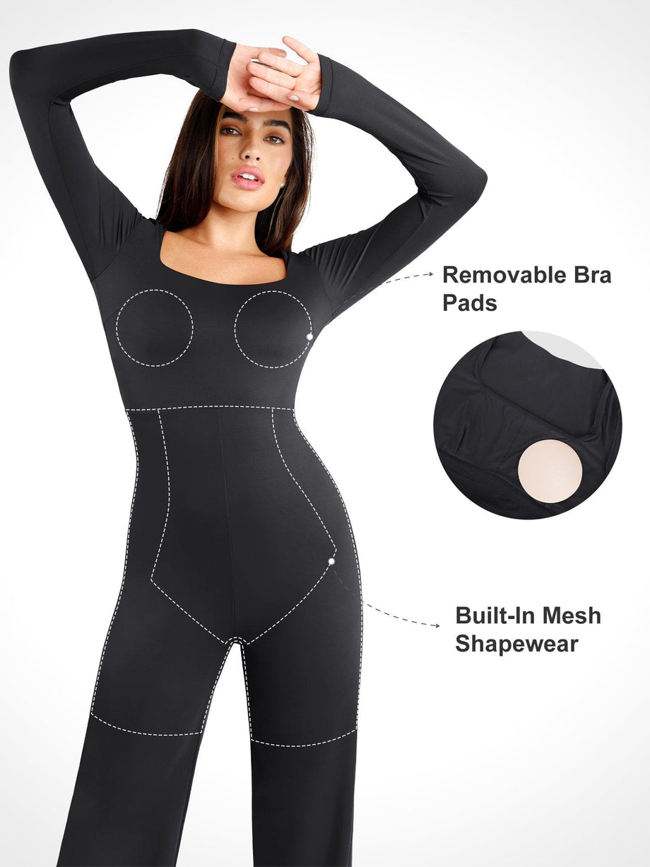 Bodysuit Shapewear For Women, Tummy Control Slim Body Shaper Waist Trainer  Sexy V Neck Jumpsuits With Built-in Bra, Women's Activewear