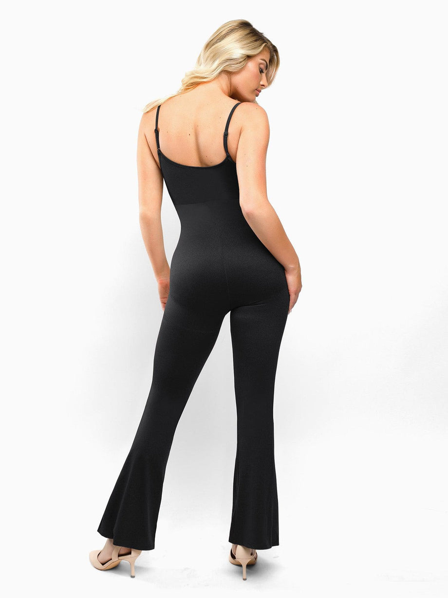 Streetwear Black Faux Leather Jumpsuit Women's Elastic Waist Zip Up One  Piece