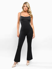 Popilush® Flare Slip Jumpsuit / Black / XS One Piece Tummy Control Shapewear Jumpsuits