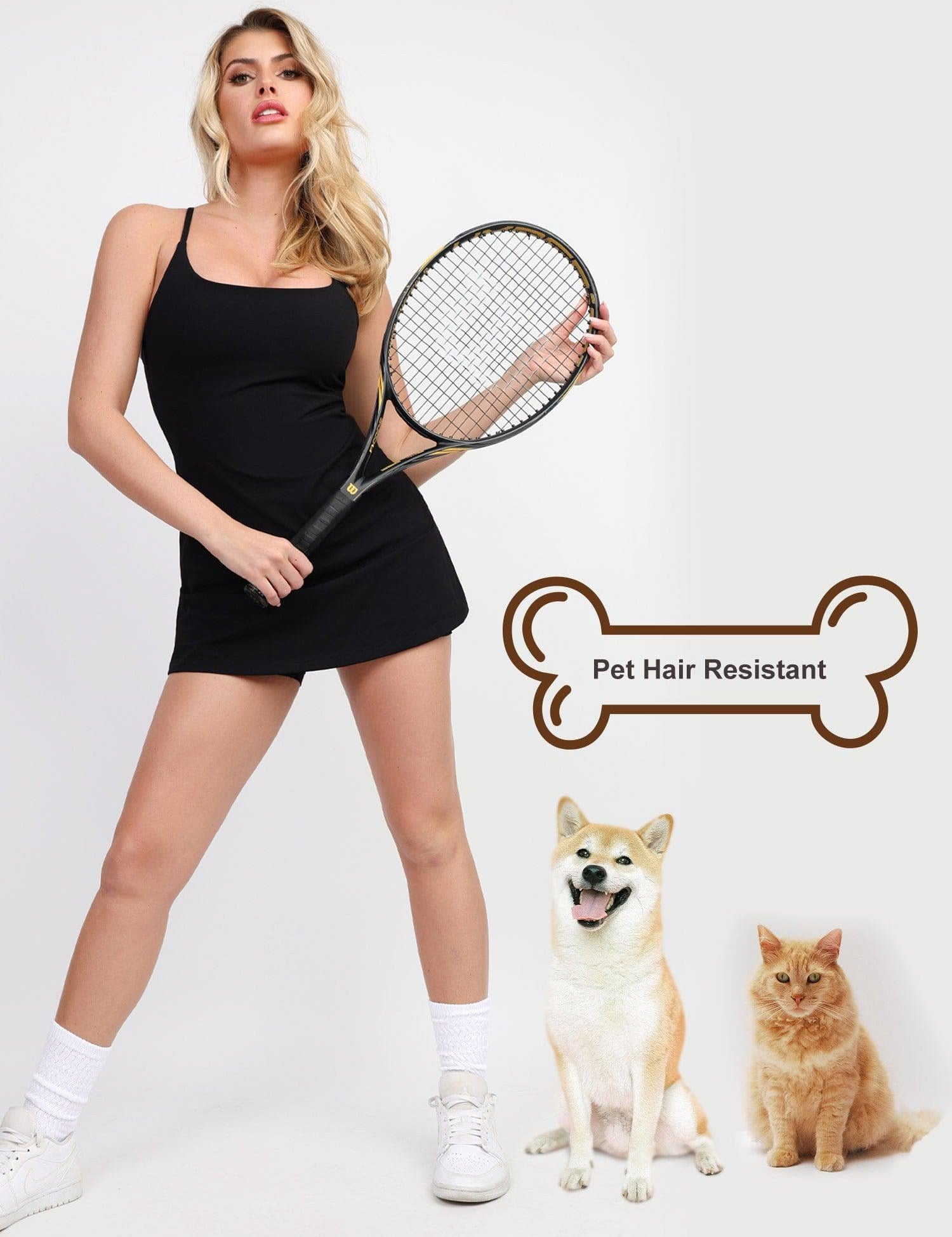 Popilush Mini Tennis Dress Pet Hair Resistant Crisscross Back Slip Workout Dress