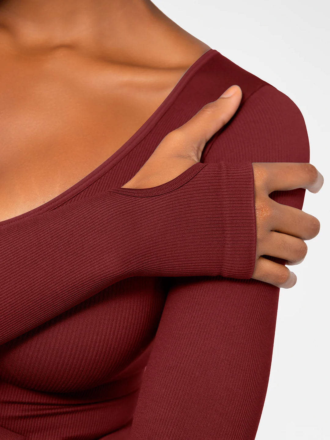 Popilush® Popilush Ribbed U Neck Built-in Bra Tummy Control Jumpsuit
