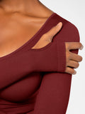 Popilush® Popilush Ribbed U Neck Built-in Bra Tummy Control Jumpsuit