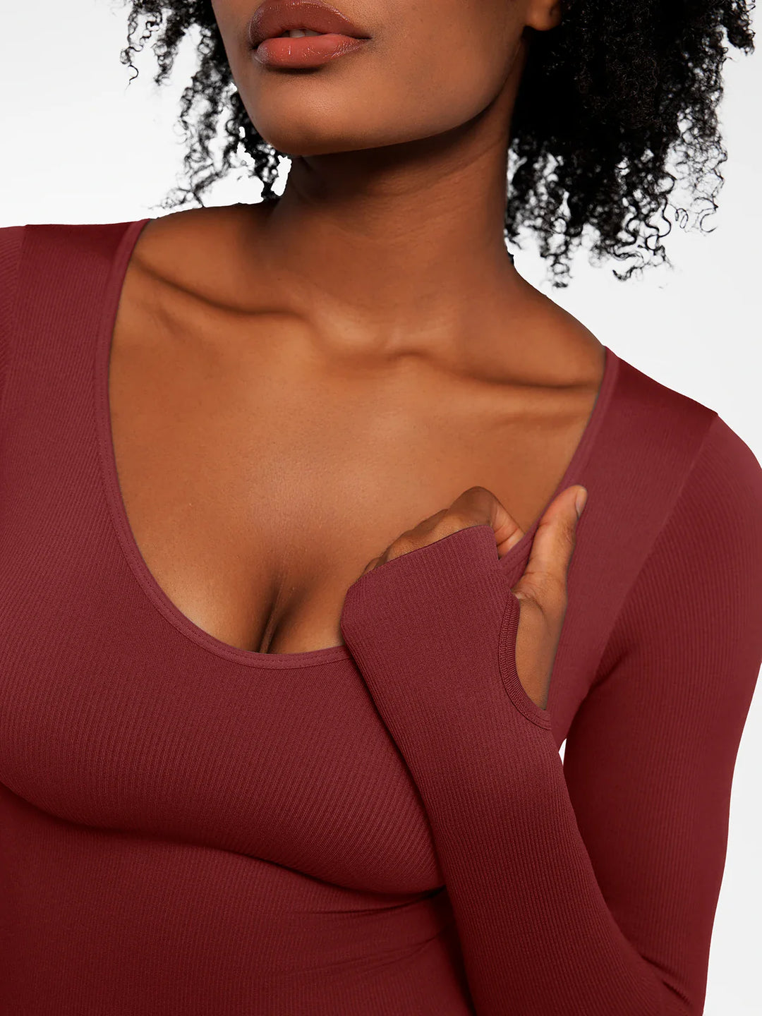 Popilush® Popilush Ribbed U Neck Built-in Bra Tummy Control Jumpsuit