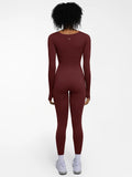 Popilush® Popilush Ribbed U Neck Built-in Bra Tummy Control Jumpsuit