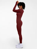Popilush® Popilush Ribbed U Neck Built-in Bra Tummy Control Jumpsuit