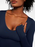 Popilush® Popilush Ribbed U Neck Built-in Bra Tummy Control Jumpsuit