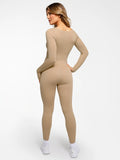 Popilush® Popilush Ribbed U Neck Built-in Bra Tummy Control Jumpsuit