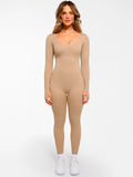 Popilush® Popilush Ribbed U Neck Built-in Bra Tummy Control Jumpsuit