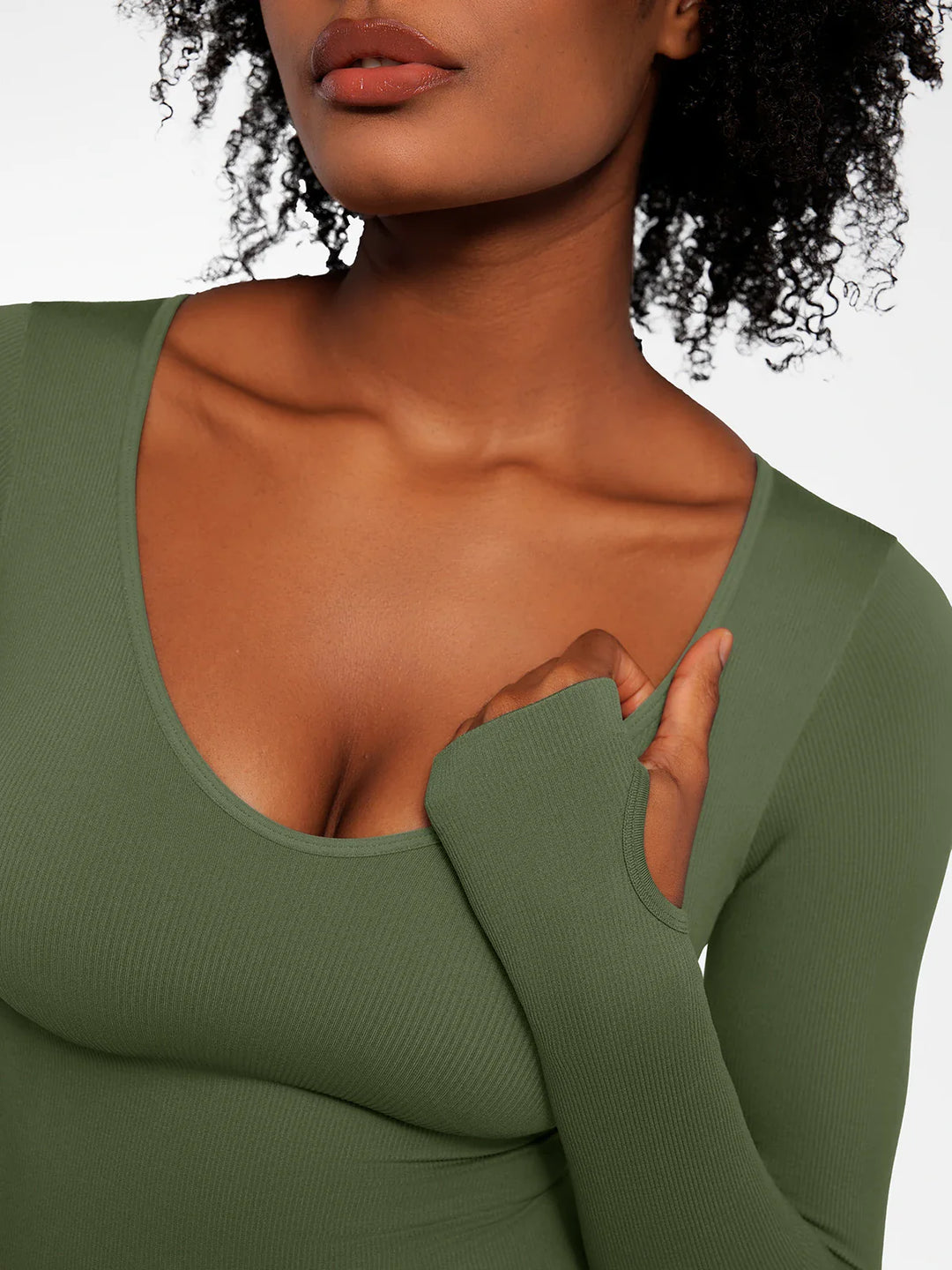 Popilush® Popilush Ribbed U Neck Built-in Bra Tummy Control Jumpsuit
