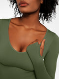 Popilush® Popilush Ribbed U Neck Built-in Bra Tummy Control Jumpsuit