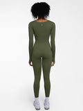 Popilush® Popilush Ribbed U Neck Built-in Bra Tummy Control Jumpsuit