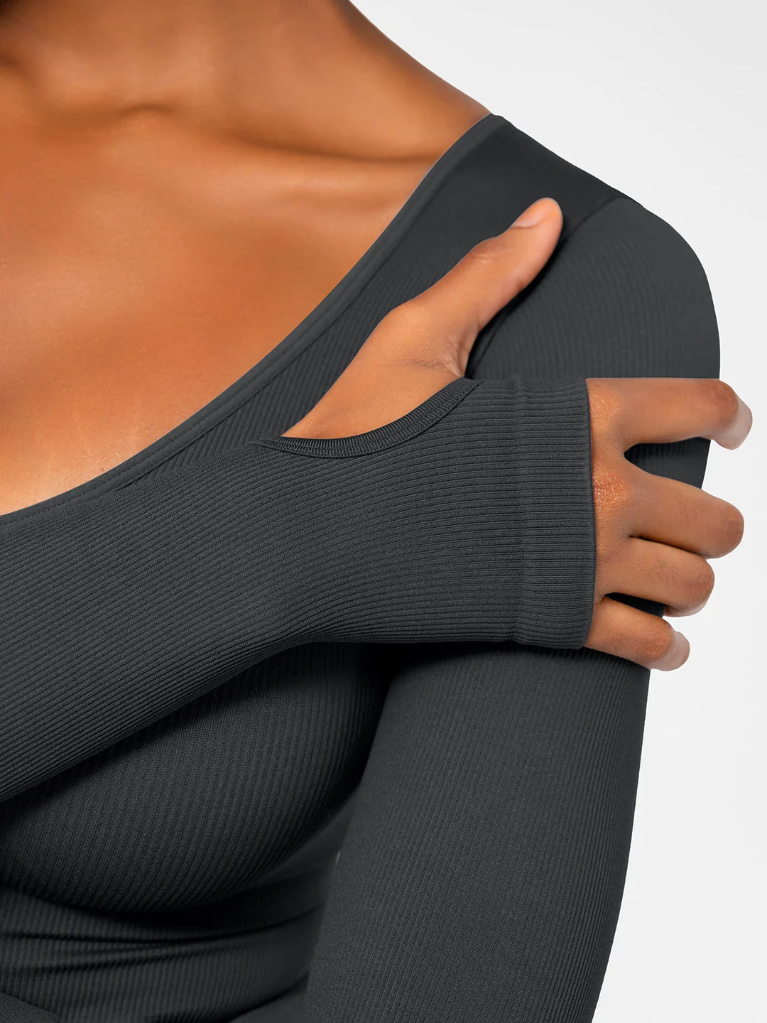 Popilush® Popilush Ribbed U Neck Built-in Bra Tummy Control Jumpsuit