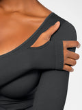 Popilush® Popilush Ribbed U Neck Built-in Bra Tummy Control Jumpsuit