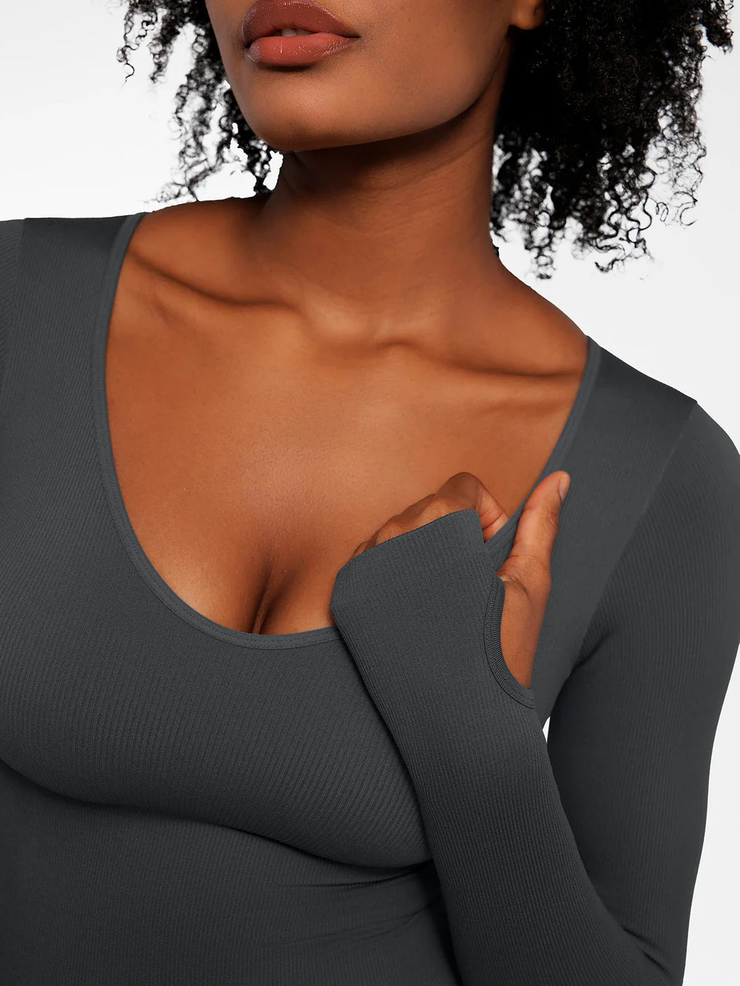 Popilush® Popilush Ribbed U Neck Built-in Bra Tummy Control Jumpsuit