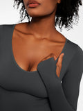 Popilush® Popilush Ribbed U Neck Built-in Bra Tummy Control Jumpsuit