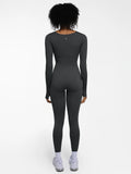 Popilush® Popilush Ribbed U Neck Built-in Bra Tummy Control Jumpsuit