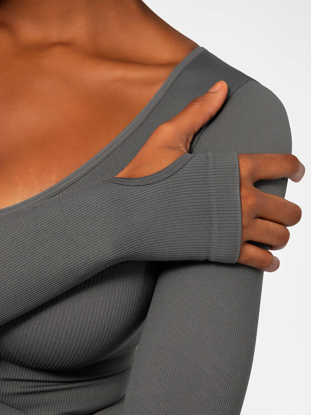 Popilush® Popilush Ribbed U Neck Built-in Bra Tummy Control Jumpsuit
