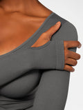 Popilush® Popilush Ribbed U Neck Built-in Bra Tummy Control Jumpsuit