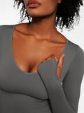 Popilush® Popilush Ribbed U Neck Built-in Bra Tummy Control Jumpsuit