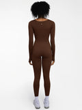 Popilush® Popilush Ribbed U Neck Built-in Bra Tummy Control Jumpsuit