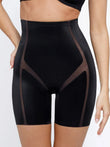 Black Popilush shaping compression butt-lifting shorts with sheer paneling on the sides and thighs.