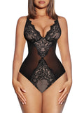 Popilush® Black / S Popilush V Neck Tummy Control Low Back Thong Bodysuit