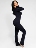 Popilush® Popilush Wide Leg Long Sleeve Built-in Bra Jumpsuit